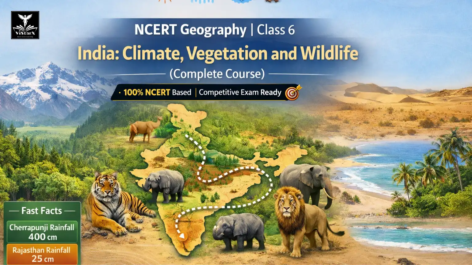 NCERT भूगोल | कक्षा 6 | भारत: जलवायु, वनस्पति और वन्य जीवन (Complete Course) | ViStarX