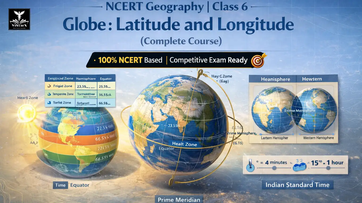 NCERT भूगोल | कक्षा 6 | ग्लोब : अक्षांश एवं देशातंर (Complete Course) | ViStarX