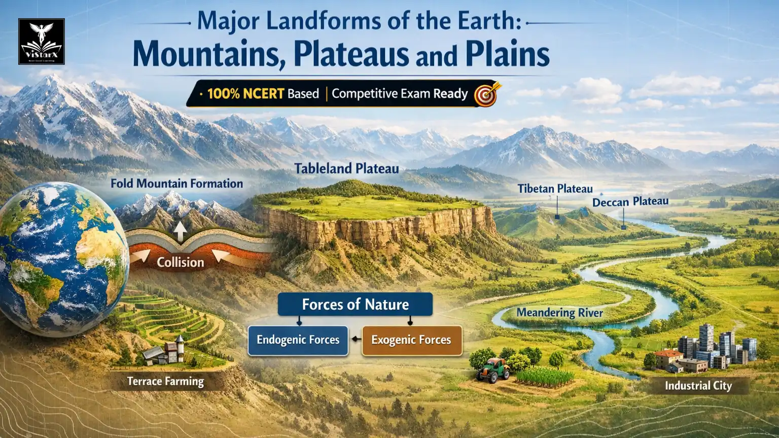 NCERT भूगोल | कक्षा 6 | पृथ्वी के प्रमुख स्थ्लरुप: पर्वत, पठार और मैदान (Complete Course) | ViStarX