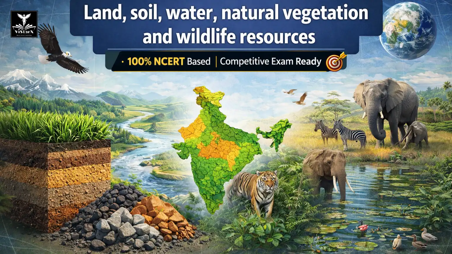NCERT भूगोल | कक्षा 8 | भूमि, मृदा, जल, प्राकृतिक वनस्पति और वन्य जीवन संसाधन (Complete Course) | ViStarX