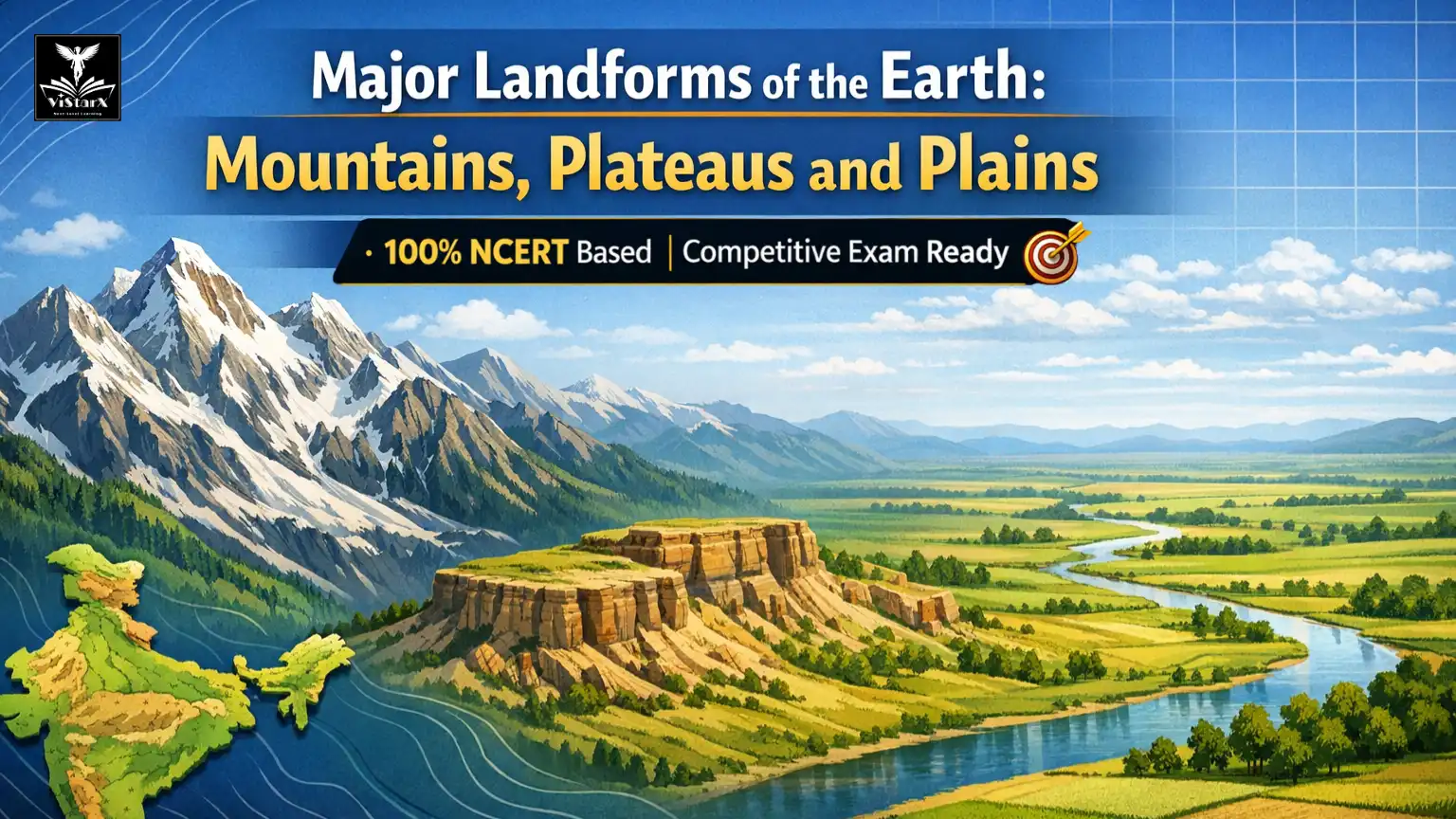 [FREE] NCERT भूगोल | कक्षा 7 | पृथ्वी के प्रमुख स्थ्लरुप: पर्वत, पठार और मैदान (Demo Course) | ViStarX